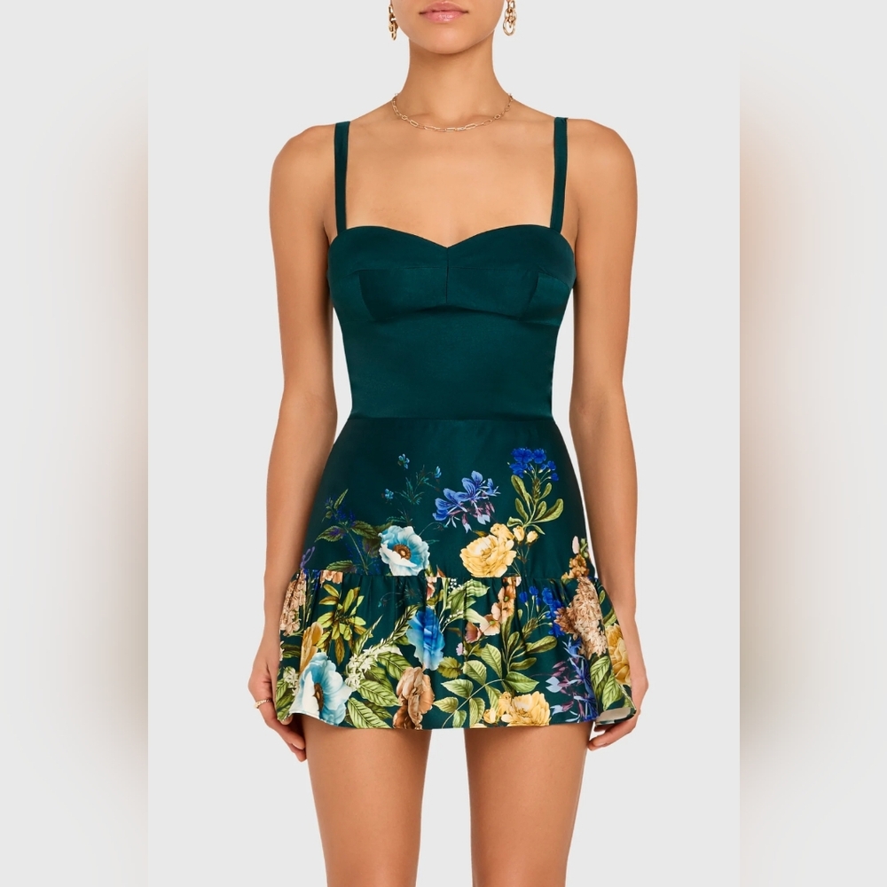 NWT Amanda Uprichard Maybeth Sleeveless Mini Romper in Paradise Green - Sz Small